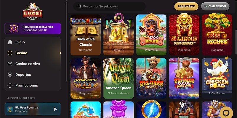 Lucki.Casino casino – skärmdump av spelsidan