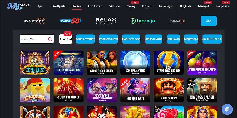 MyStake casino – skärmdump av spelsidan