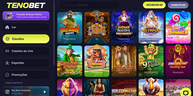 Tenobet casino – skärmdump av spelsidan